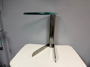 Vintage Mid Century Modern Polished Steel and Glass Table 18 x 11 14 x 20