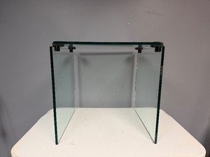 Mid Century Modern Glass Waterfall Side Table 17 x 16 x 16 12