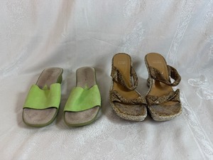 Aerosoles Green Slip on Sandals Size 8, Stuart Weitzman Gold Wedge Sandals  8.5
