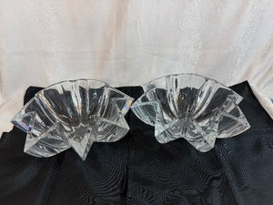 Beautiful Pair of Cristal dArques Paris Eight-Pointed Star Large Crystal Bowls 12 x 12 x 5