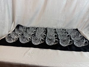 Set of 24 Vintage Ceska Canterbury Crystal Cups Distinctive Diamond Cut Pattern in Excellent Condition
