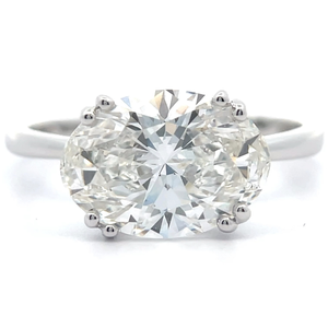 5 Carat Diamond Oval Cut Solitaire East-West Ring in 14k White Gold; Retail $6,495 *VIDEO*