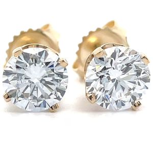 lot 19 image: 2.50 Carat Diamond Round Brilliant Solitaire Stud Earrings in 14k Gold w EGL Report VIDEO