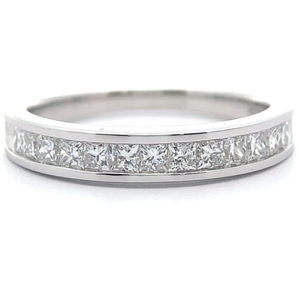 lot 26 image: 0.50 Carat Diamond Princess Channel Semi-Eternity Ring in White Gold Retail $1,495 VIDEO
