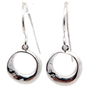 lot 41 image: Natural Diamond Open Moon Drop Dangle Earrings Retail $85 VIDEO