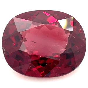 lot 34 image: 2.52 Carat Madagascar Purplish-Red Rhodolite Garnet Oval Faceted Cut VIDEO