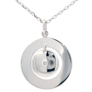 lot 40 image: Diamond Accent Round Medallion Drop Pendant Necklace Retail $90 VIDEO