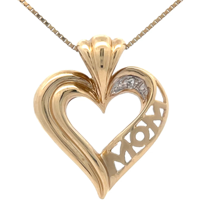 lot 44 image: Natural Diamond MOM Open Heart Pendant in Yellow Gold