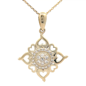 lot 49 image: Natural Diamond Snowflake Heart Pendant Necklace in Yellow Gold Retail $845 VIDEO