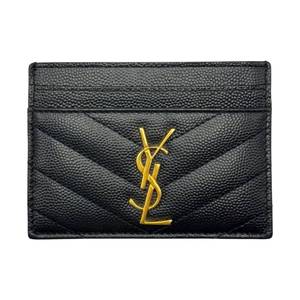 lot 55 image: Saint Laurent Black Quilted Leather YSL Card Holder Pre-Owned Retail $495