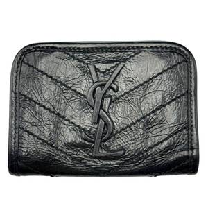 lot 61 image: Saint Laurent Black Matelass Leather YSL Compact Wallet Pre-Owned Retail $595