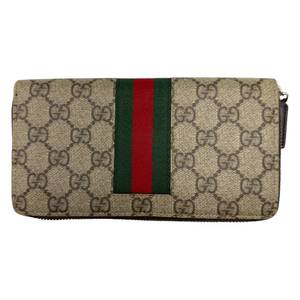lot 64 image: Gucci GG Supreme Canvas Zip Around Wallet w Web Stripe Pre-Owned Retail $695