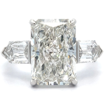 7.30 Carat Diamond Radiant & Pentagonal Three-Stone Ring in 14k White Gold w/ Report; $9,995 Tag Included *VIDEO*