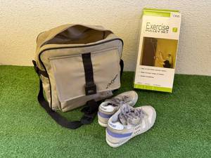 lot 34 image: Bowling Ball, Shoes & Exercise Pulley Set