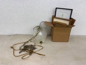 lot 49 image: Hanging Light & Picture Frames
