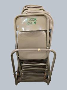Vintage Folding Classroom Chairs with Storage Cart