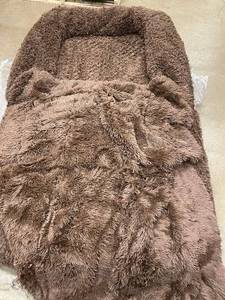 lot 25 image: Brown Plush Shag Lounge CouchMattress - Includes Blanket