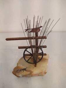 lot 26 image: DeMott Signed Brutalist Metal Bird Scupture