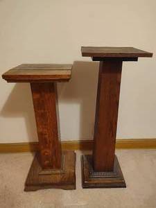 lot 123 image: Two Wooden Vintage Plant Stands