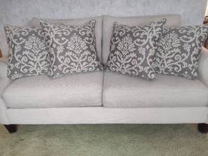 lot 32 image: Cream Color Sofa with Pillows