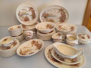 lot 39 image: Castle on the Lake by Johnson Bros. England Large China Set and Accessories