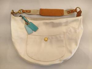 lot 108 image: Coach Hampton Large White Satin Hobo Bag