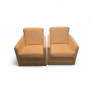 lot 22 image: 2 contemporary Learher Swivel Armchairs