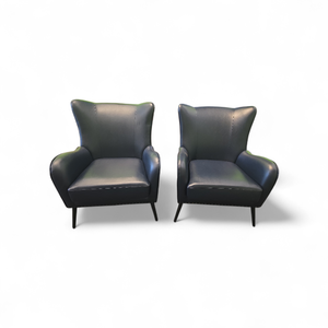 lot 4 image: 2 Mid Century Modern Leather Chairs