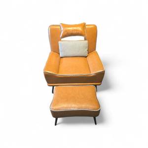 lot 25 image: Brown faux leather with distinctive houndstooth patterned accents and piping.