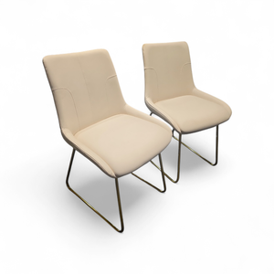lot 63 image: 2 White Contemporary Leather Chairs