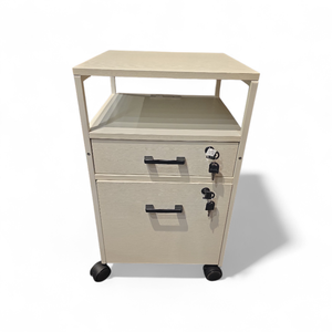 lot 78 image: White 2 Drawer Pedestal Filing Cabinet with Power Pack and