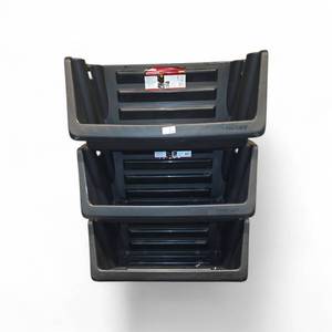 lot 102 image: 3 Husky Multipurpose Stackable Heavy Duty Storage Bin.