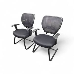 lot 106 image: 2 Black Sled Base Office Chairs