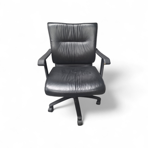 lot 205 image: Leather Desk Chair on Wheels