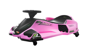 lot 202 image: Aosom 12V Electric Drifting Go Kart w Slow Start, Music, Lights, Pink (Used, Powers On But Not Functioning)