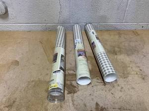 lot 401 image: LOT OF 3 Threshold Gingham Taupe Peel and Stick Wallpaper