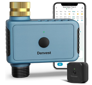 lot 106 image: Denvest WiFi Water Timer with Brass Inlet, 1 Zone Smart Hose Timer, APP Remote Control Via 2.4Ghz WiFi, Voice Function Compatible with Alexa and Google Assistant (Missing Water Hose Connector)