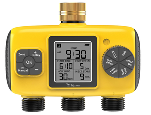 lot 110 image: TRJZWA 3 Zone Sprinkler Timer for Garden Hose,Water Timer with 3 Independent Zone,Programmable Automatic&Manual Irrigation System with Brass Inlet,Rain Delay,IPX5 Waterproof,LCD Display for Yard,Lawn,Pool