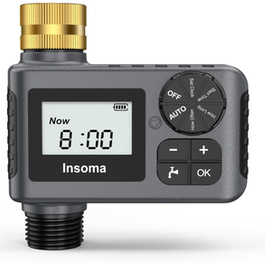 lot 114 image: Insoma Sprinkler Timer with Brass Swivel, Programmable Water Timer for Outdoor Garden Hose, Hose Timers with Rain DelayManualAuto Mode, Drip Irrigation and Lawn Watering System, 1 Outlet