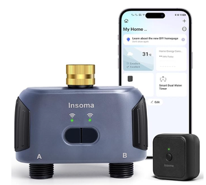 lot 118 image: Insoma 2 Zones WiFi Water Timer Brass Inlet, Sprinkler Timer for Garden Hose, APP Remote Control WiFi Hose Timers with Gateway, Voice Control with Alexa, Rain Delay and Manual Mode for Yard Lawn Watering