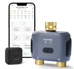 lot 119 image: Insoma WiFi Water Timer for Garden Hose with Brass Inlet & Outlet,Smart Hose Timer with WiFi Hub, APP & Voice Control, 2-Zone Sprinkler Drip Irrigation System Controller for Watering