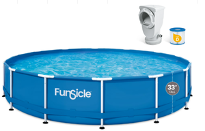lot 11 image: Funsicle 14ft Activity Above Ground Metal Frame Swimming Pool, Includes SkimmerPlus Pump, Round, Age 6 & up