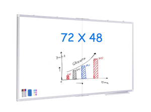 lot 131 image: Maxtek Large Whiteboard for Wall , 72X48Magnetic White Board Dry Erase, Foldable Wall-Mounted Aluminum Frame for School, Classroom, Office & Home