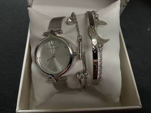 lot 128 image: Laura Ashley Womens Silver Tone Watch & Jewlery Set