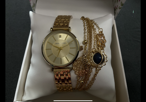 lot 172 image: Laura Ashley Womens Gold Tone Watch & Jewlery Set