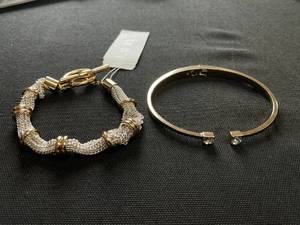 lot 344 image: LOT OF 2 Lauren Ralph Lauren Womens Gold Tone Bracelets (Light Scratches On Crystal Gold Bracelet)