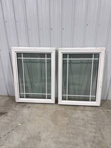 lot 2371 image: Pair of White Grid Windows