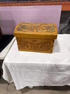lot 2390 image: Carved Wooden Domed Box