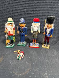 lot 2393 image: Wooden Nutcrackers and Puppet