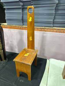 lot 2422 image: Wooden Childs High ChairStool